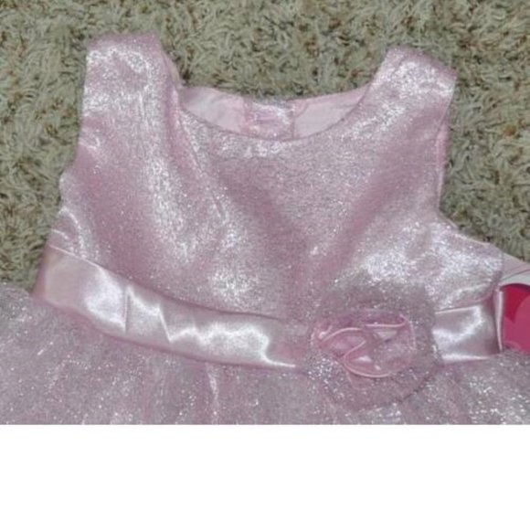 *Holiday Dress & Shrug sz 3T Pink White Sparkle Formal Capelet 2 Pc Set Girls - Picture 4 of 7